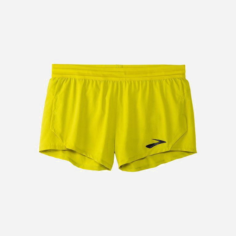 Brooks Elite 3 Split NZ - Men's Running Shorts - GreenYellow/Acid Lime/Nightlife (16235-PTEK)